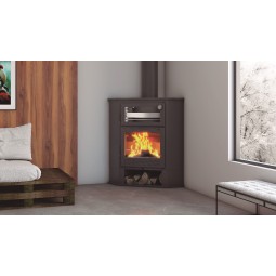 Estufa de Leña CH-8 R: Calor de Esquina con Horno en Acero Inoxidable de Estufas Mansele