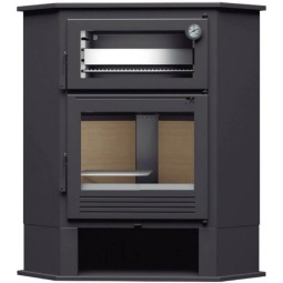 Estufa de Leña CH-8 R: Calor de Esquina con Horno en Acero Inoxidable de Estufas Mansele