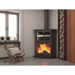 Estufa de Leña CH-9 R: Calor de Esquina con Horno en Acero Inoxidable de Estufas Mansele