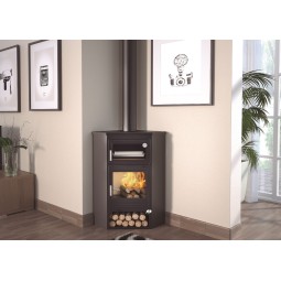 Estufa de Leña M-105 H: Calor de Esquina con Horno Envolvente de Estufas Mansele