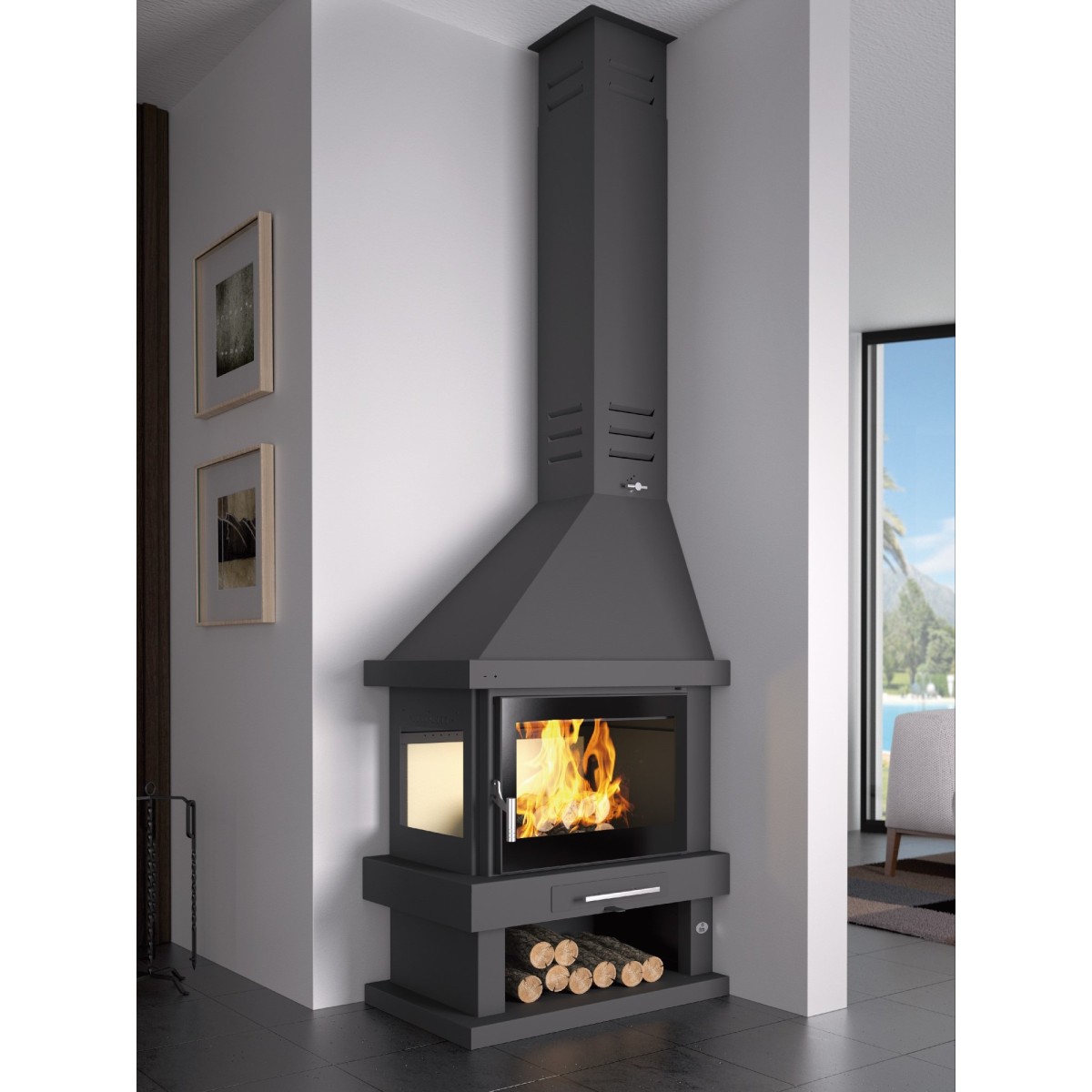 FM C-302 I: Chimenea de Leña de Esquina de Estufas Mansele