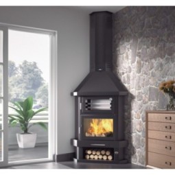 FM C-300 RH: Chimenea de Leña de Rincón con Horno de Estufas Mansele