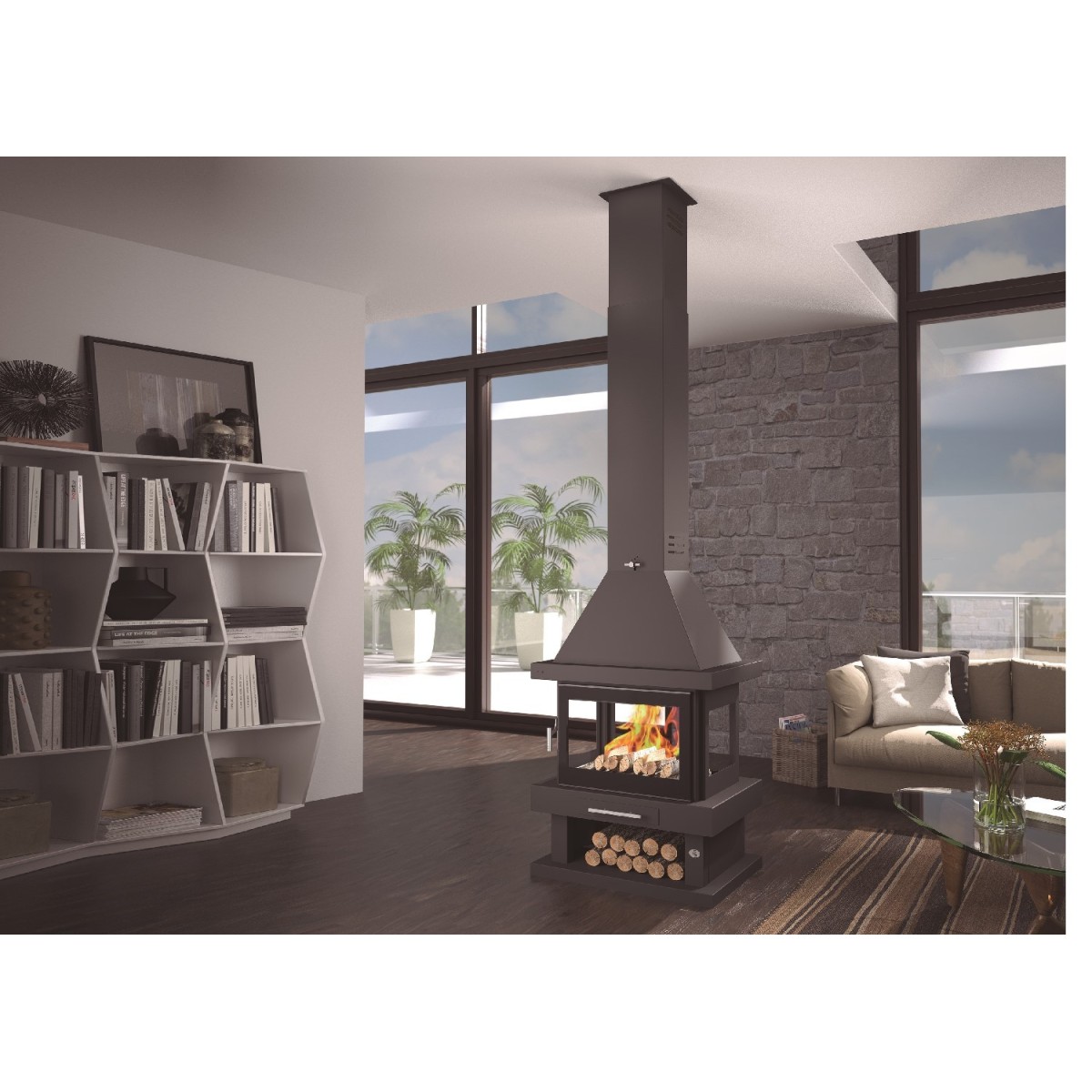 FM C-104 K: Chimenea de Leña Central de Estufas Mansele
