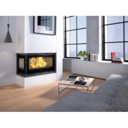 Calor y estilo en la esquina de tu hogar: Insertable de leña esquina con turbinas FM IT-122 IFK. Descúbrelo en estufasmansele.es